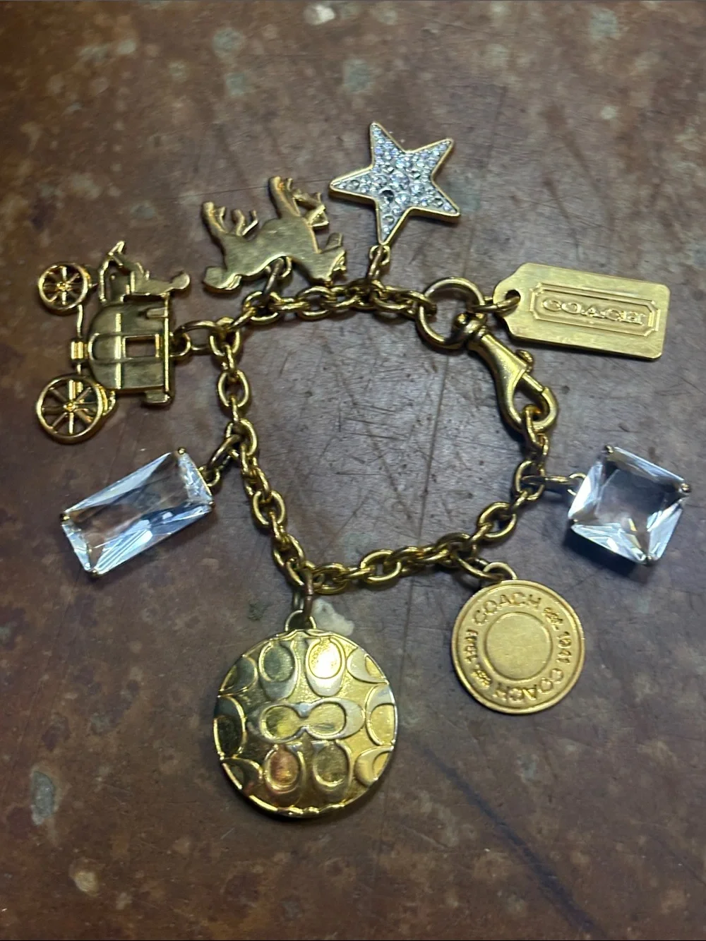 Coach Charm Bracelet Chunky VTG Gold